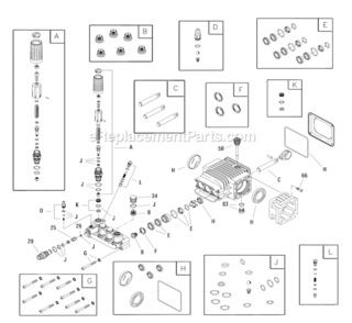 Pump Diagram and Parts List for 020524-00  Briggs and Stratton Pressure Washer